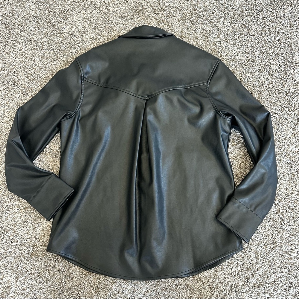 Rails Black Faux Leather Shirt Jacket - Picture 4 of 8